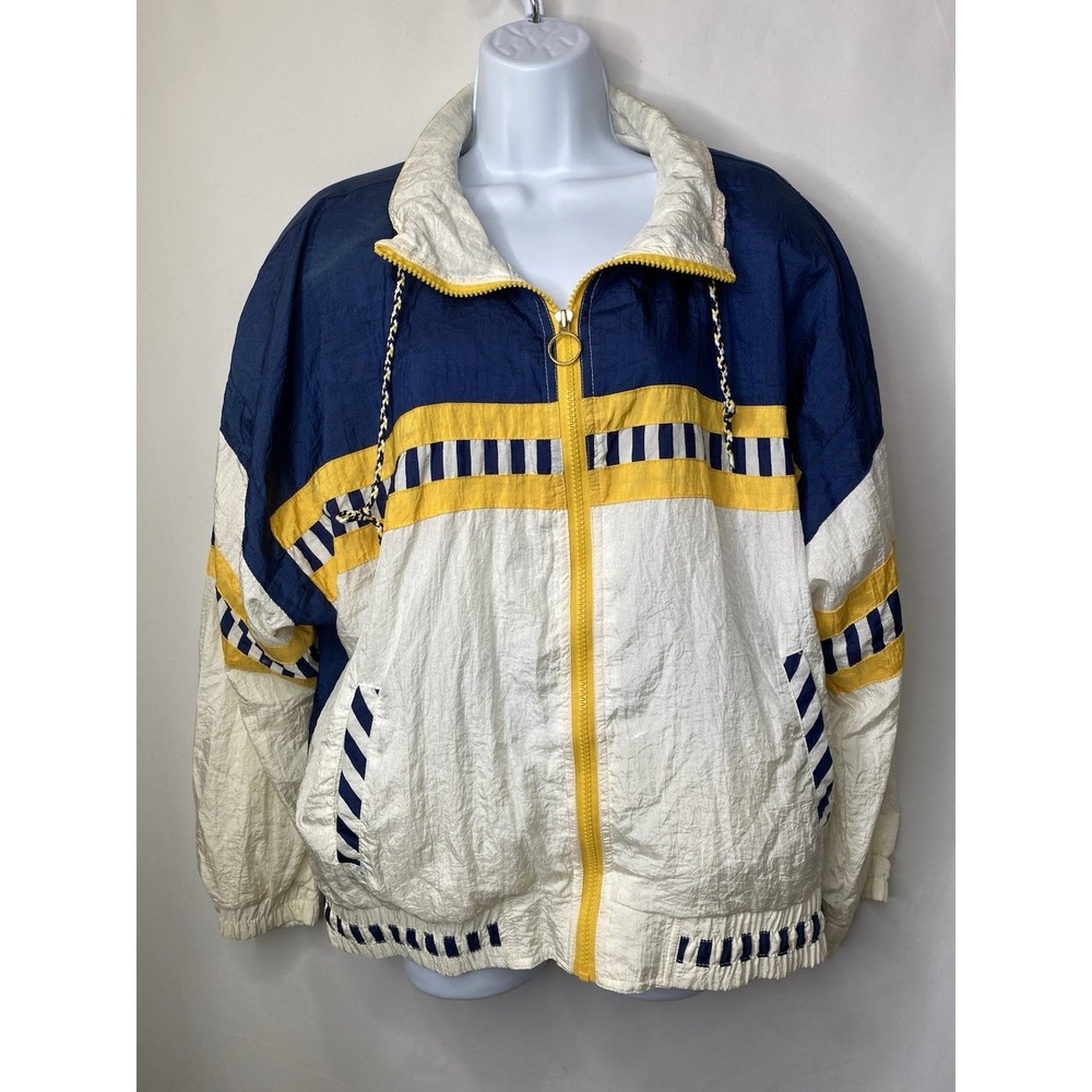 Vintage R.E. Sport Womens Windbreaker Jacket Size Large Nautical Fly Girl Unique